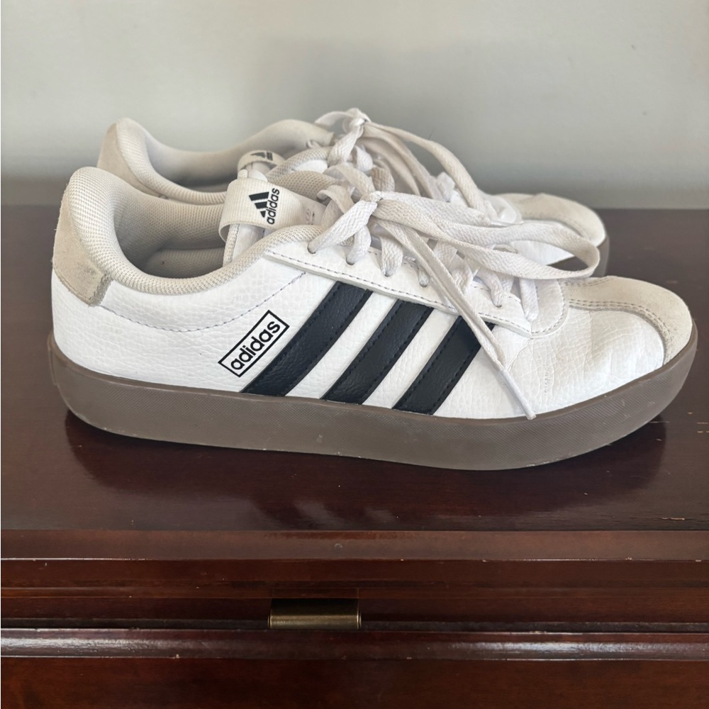 Women’s adidas VL Court Classic White and Black Sneakers